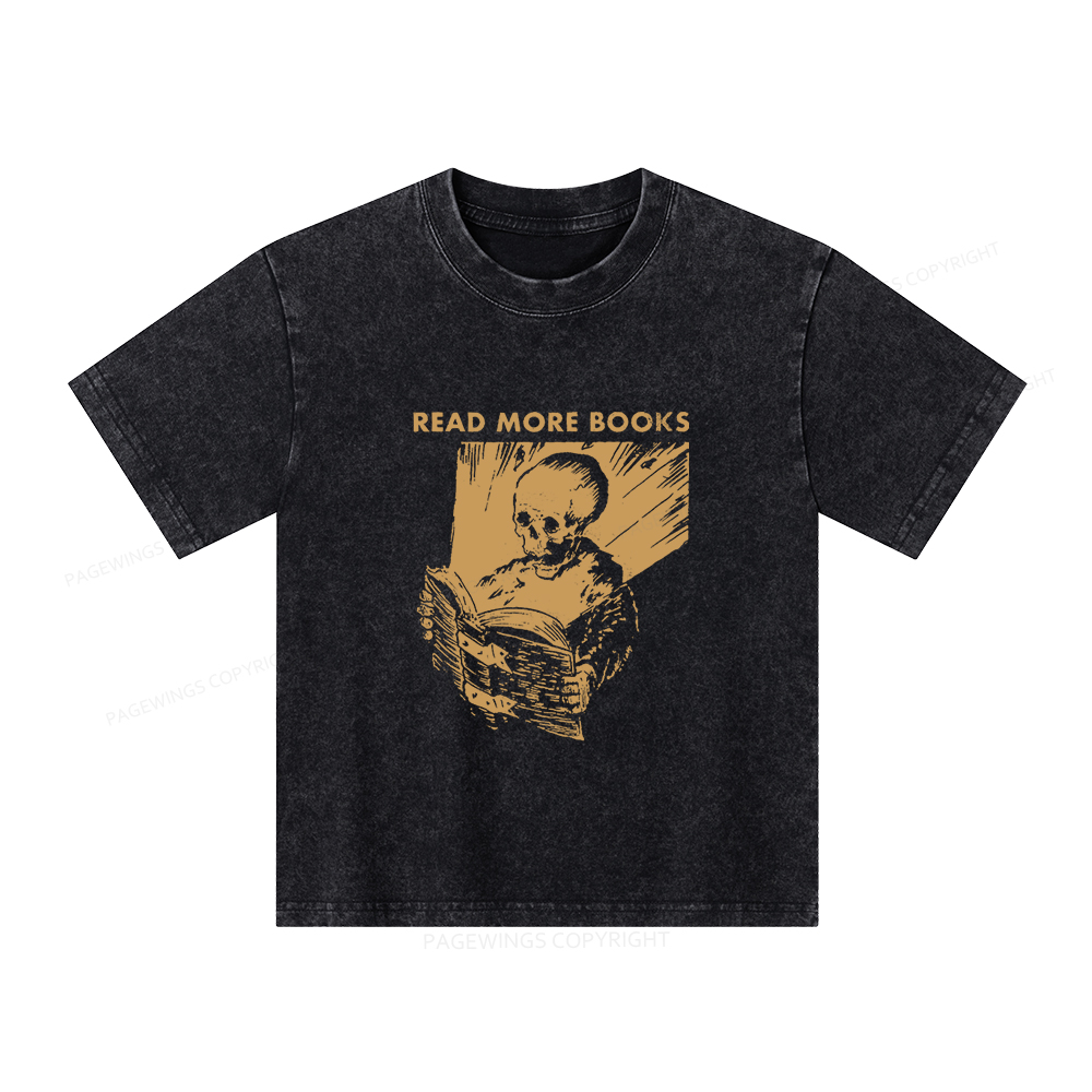 Pagewings Read More Books Unisex Kids Washed T-shirt