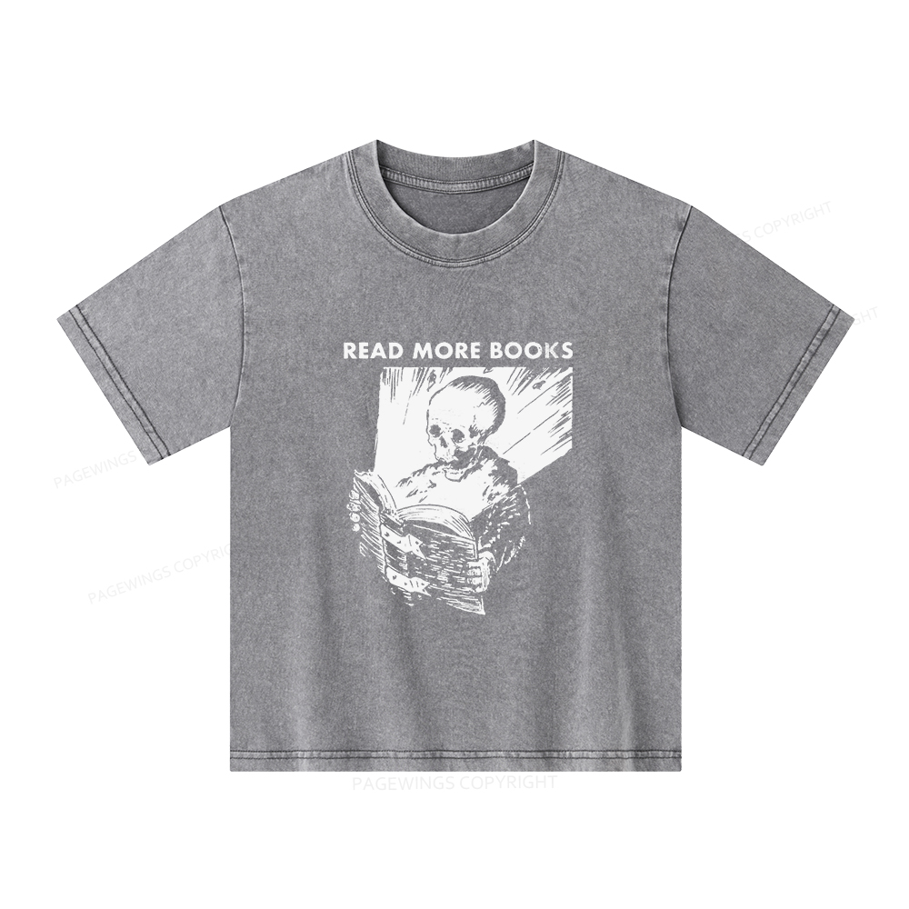 Pagewings Read More Books Unisex Kids Washed T-shirt