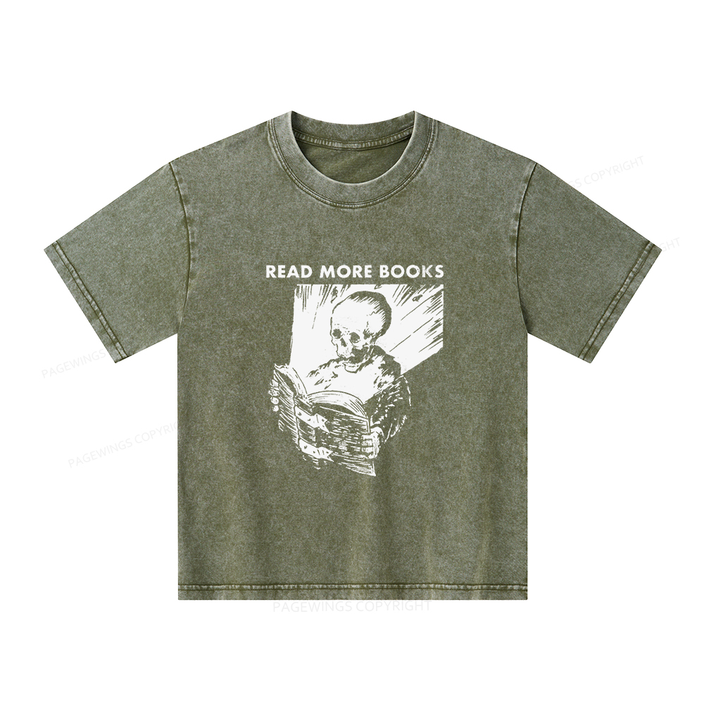 Pagewings Read More Books Unisex Kids Washed T-shirt