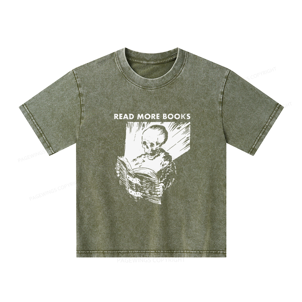 Pagewings Read More Books Unisex Kids Washed T-shirt
