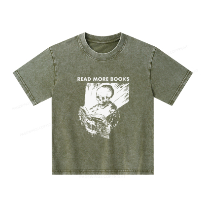 Pagewings Read More Books Unisex Kids Washed T-shirt