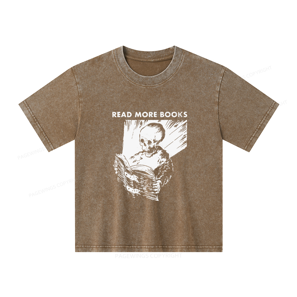 Pagewings Read More Books Unisex Kids Washed T-shirt