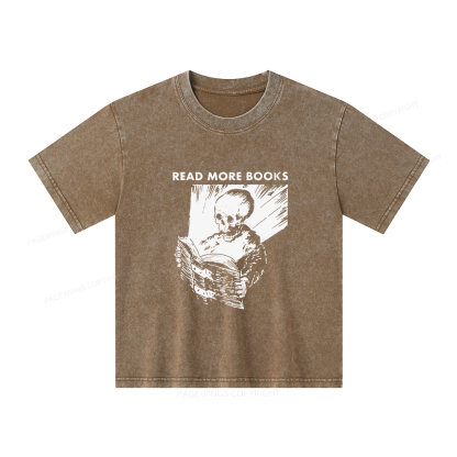 Pagewings Read More Books Unisex Kids Washed T-shirt
