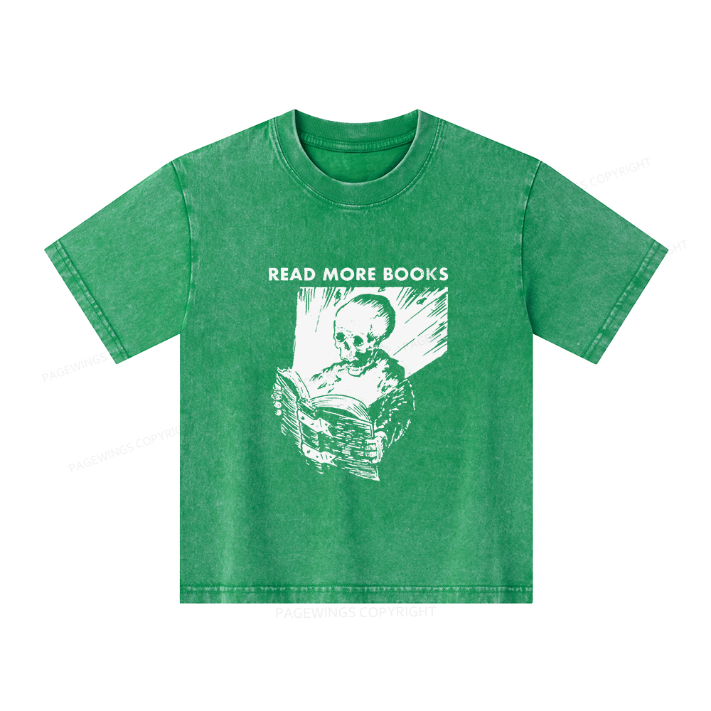 Pagewings Read More Books Unisex Kids Washed T-shirt