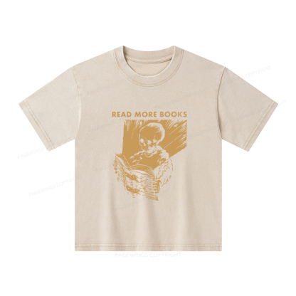 Pagewings Read More Books Unisex Kids Washed T-shirt