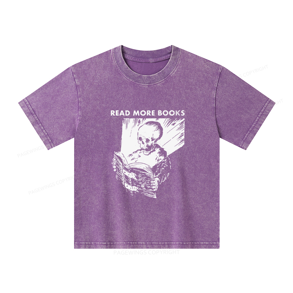Pagewings Read More Books Unisex Kids Washed T-shirt