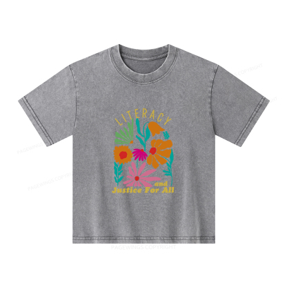 Pagewings Literacy And Justice Unisex Kids Washed T-shirt