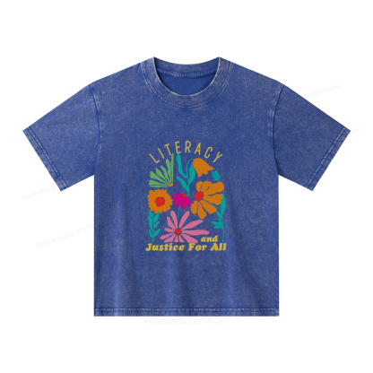 Pagewings Literacy And Justice Unisex Kids Washed T-shirt
