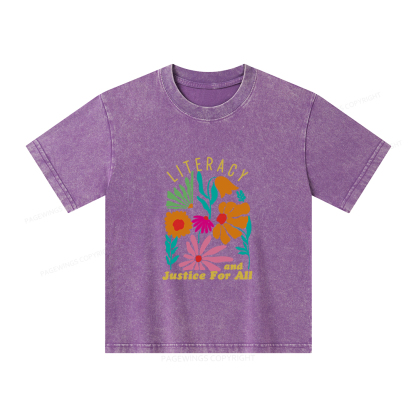 Pagewings Literacy And Justice Unisex Kids Washed T-shirt