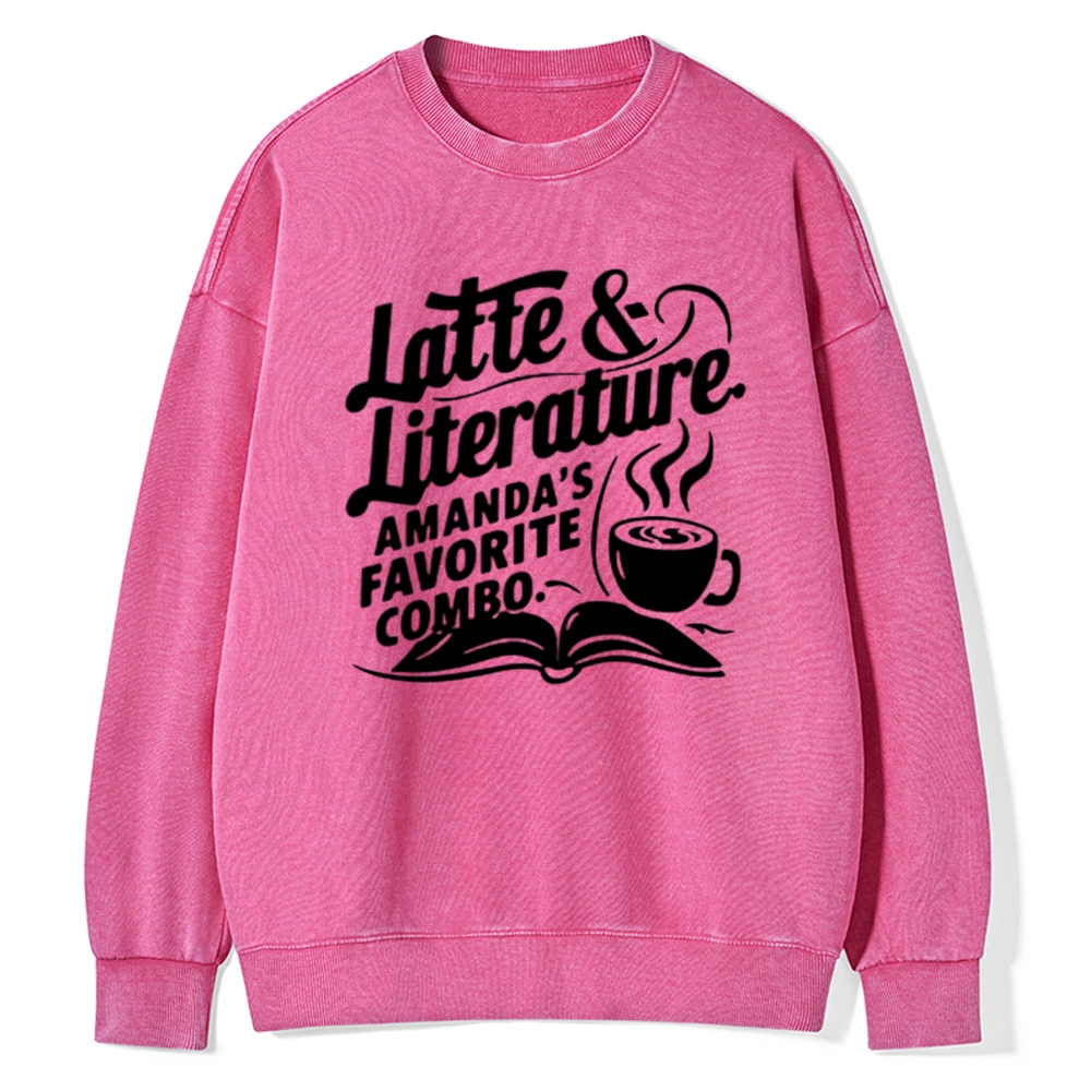 Pagewings Latte & Literature Amanda's Favorite Combo Unisex Washed Sweatshirt