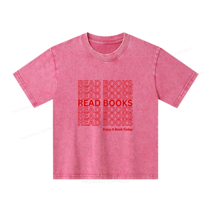 Pagewings Read Books Librarian Unisex Kids Washed T-shirt