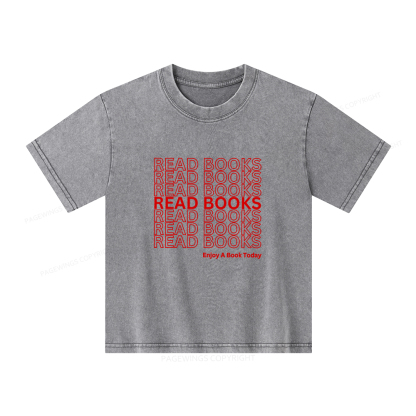 Pagewings Read Books Librarian Unisex Kids Washed T-shirt
