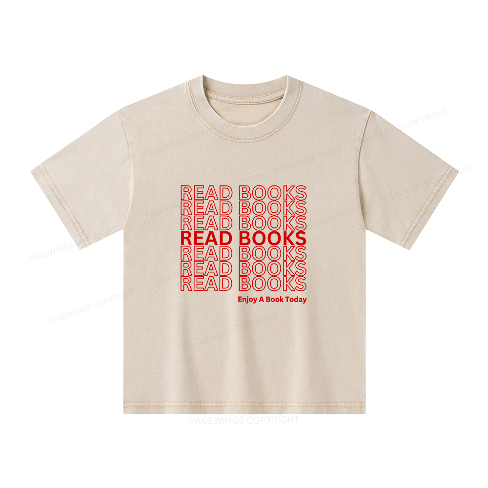 Pagewings Read Books Librarian Unisex Kids Washed T-shirt