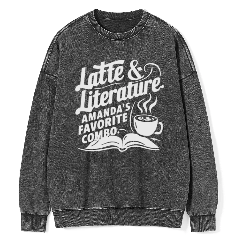 Pagewings Latte & Literature Amanda's Favorite Combo Unisex Washed Sweatshirt