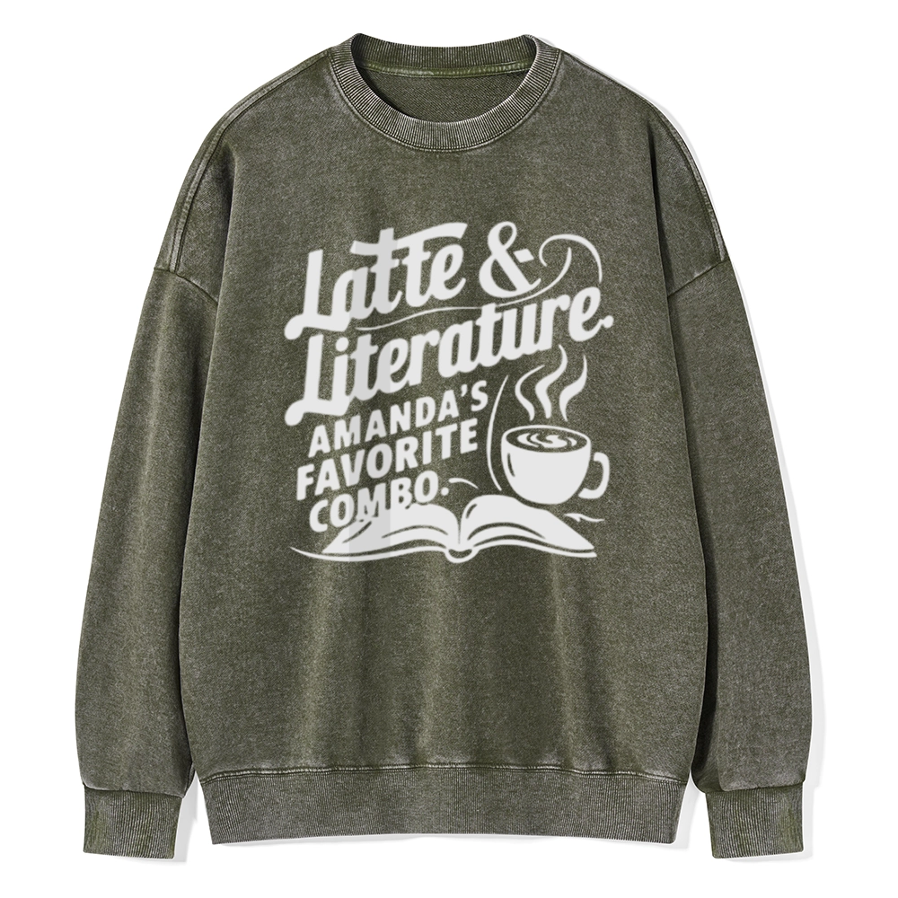 Pagewings Latte & Literature Amanda's Favorite Combo Unisex Washed Sweatshirt