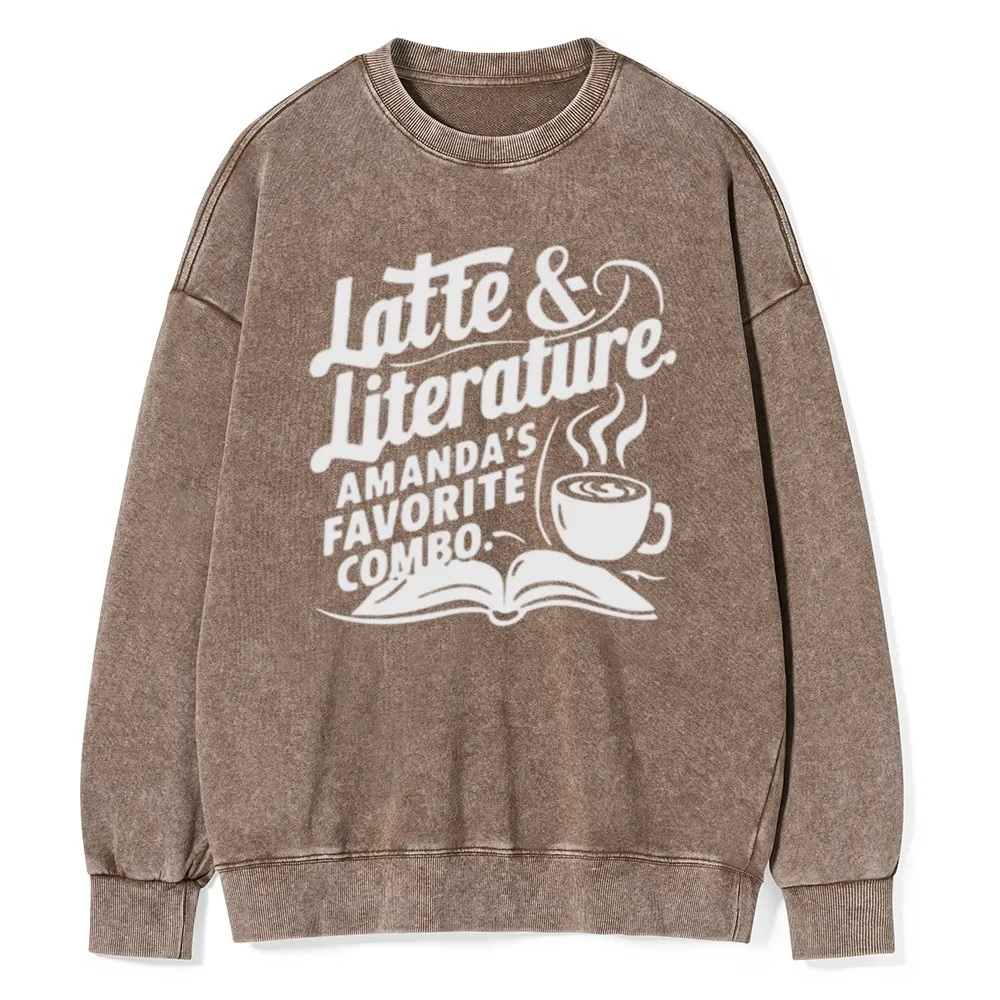 Pagewings Latte & Literature Amanda's Favorite Combo Unisex Washed Sweatshirt
