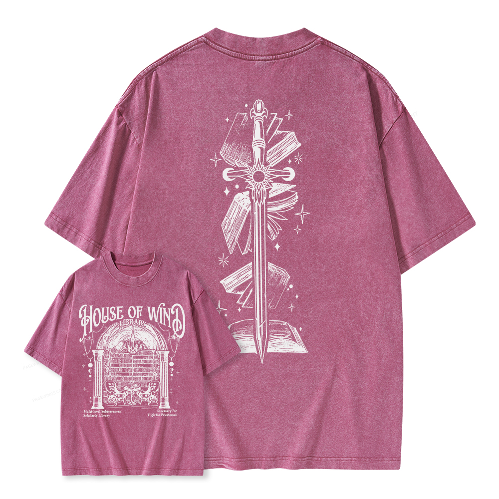 Pagewings House of Wind Library Unisex Washed T-shirt