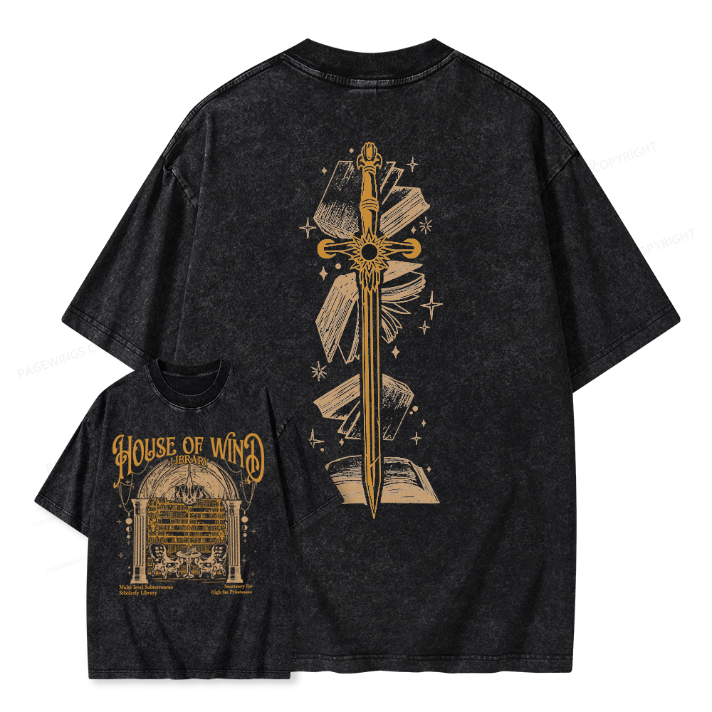 Pagewings House of Wind Library Unisex Washed T-shirt