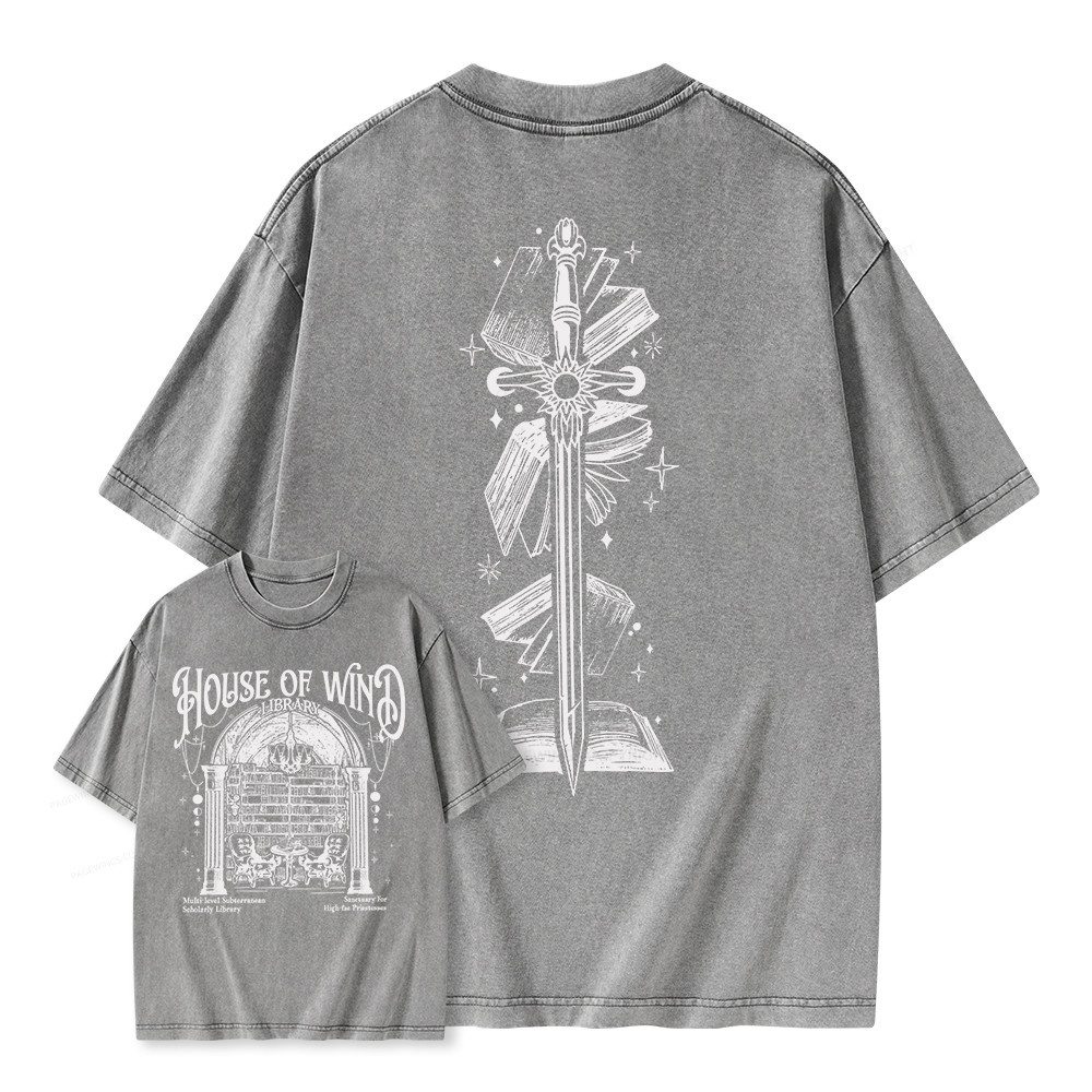 Pagewings House of Wind Library Unisex Washed T-shirt
