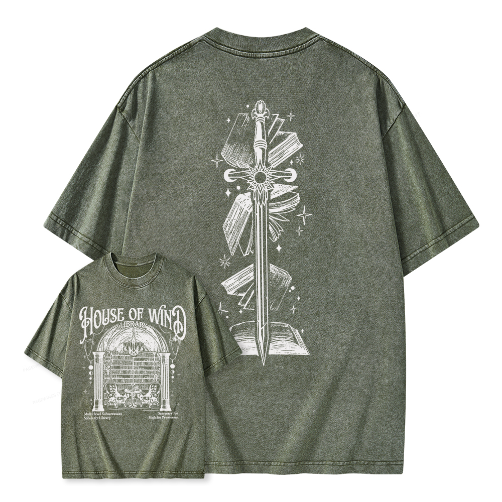 Pagewings House of Wind Library Unisex Washed T-shirt