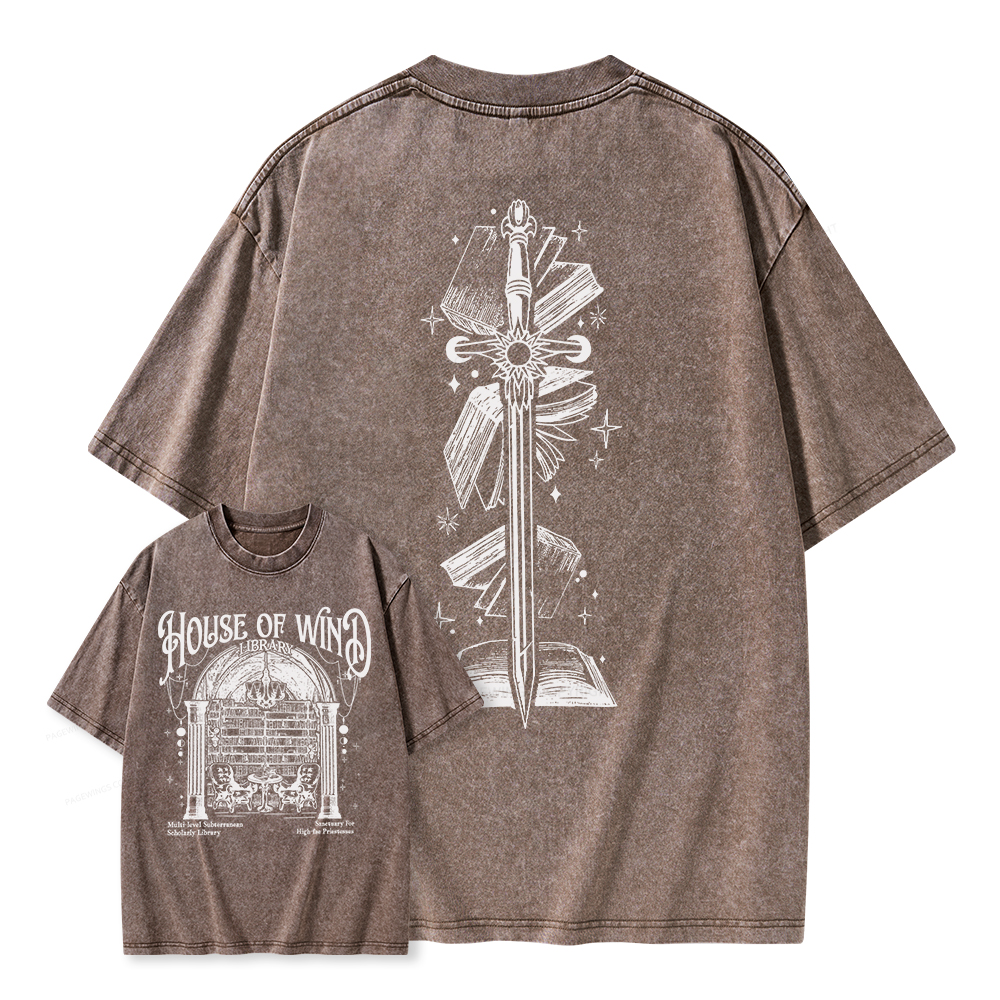 Pagewings House of Wind Library Unisex Washed T-shirt