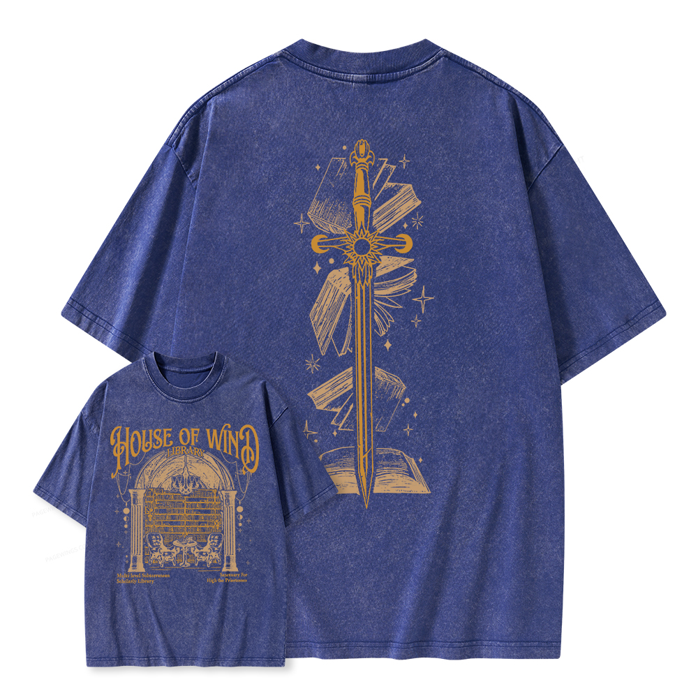 Pagewings House of Wind Library Unisex Washed T-shirt