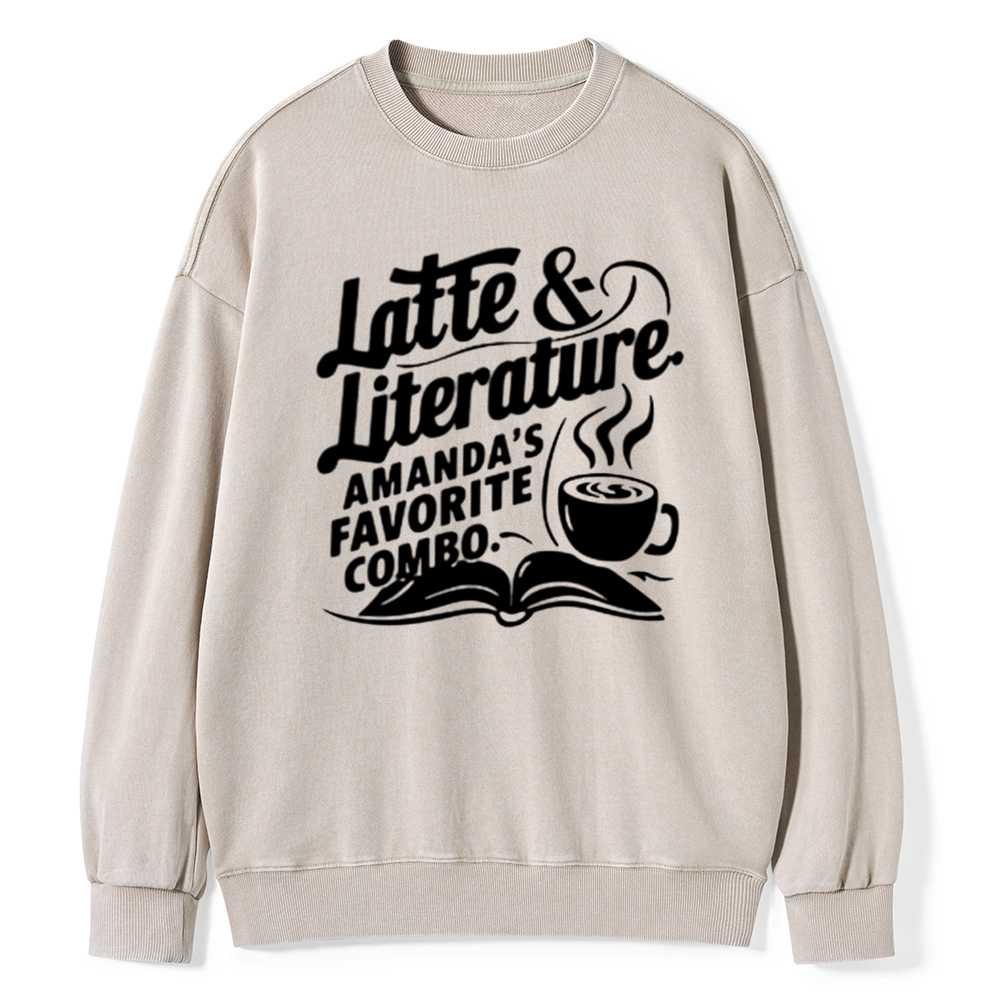 Pagewings Latte & Literature Amanda's Favorite Combo Unisex Washed Sweatshirt