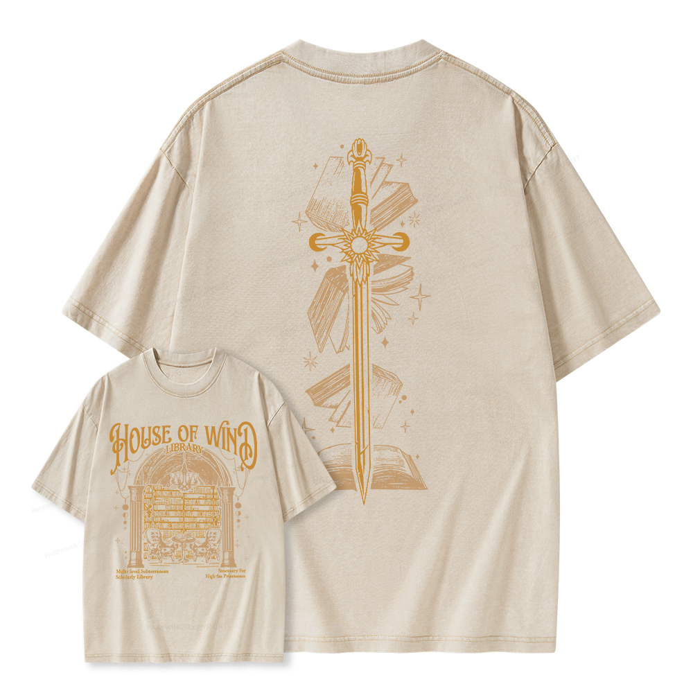 Pagewings House of Wind Library Unisex Washed T-shirt