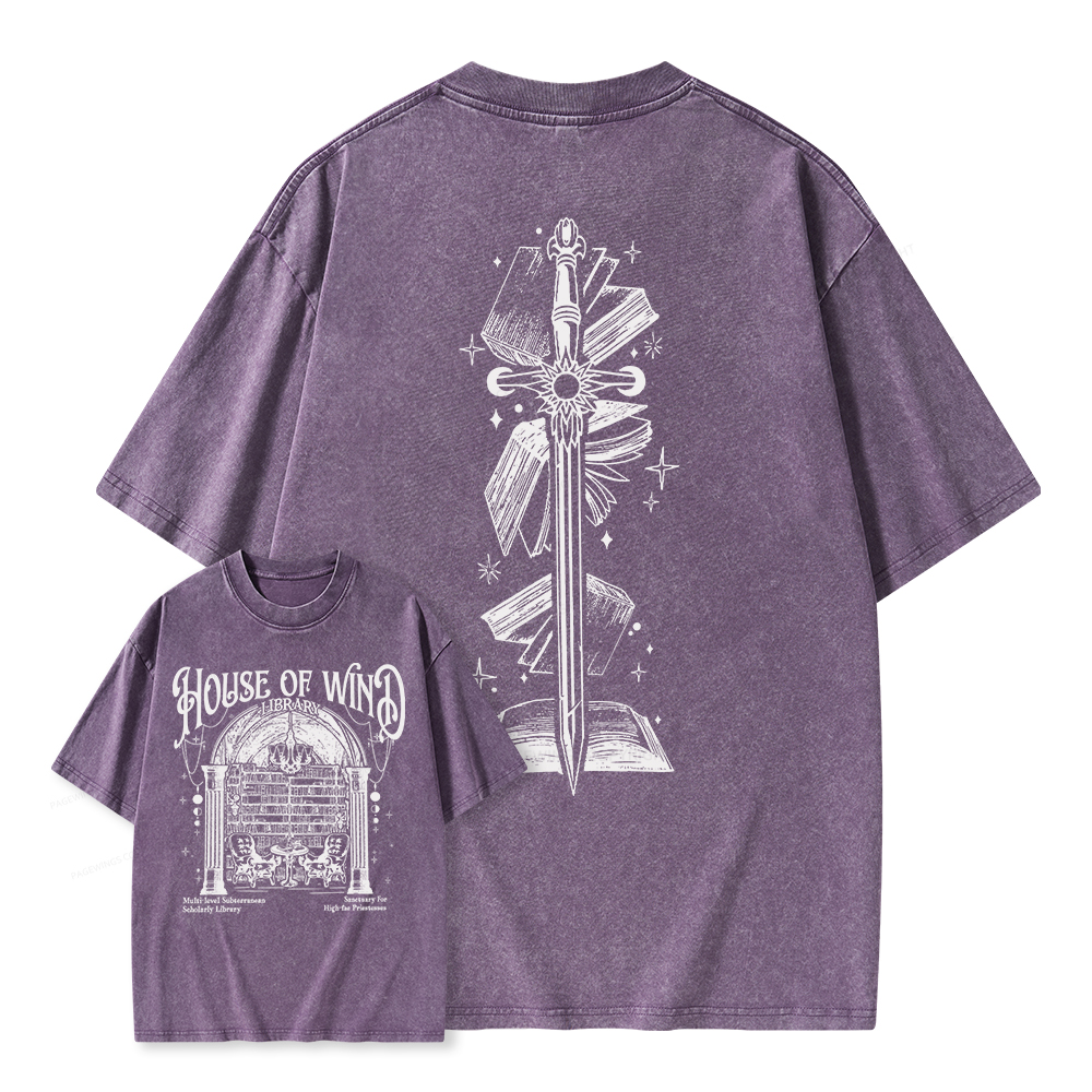 Pagewings House of Wind Library Unisex Washed T-shirt