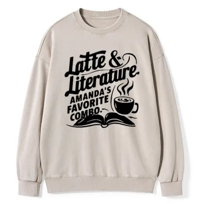 Pagewings Latte & Literature Amanda's Favorite Combo Unisex Washed Sweatshirt