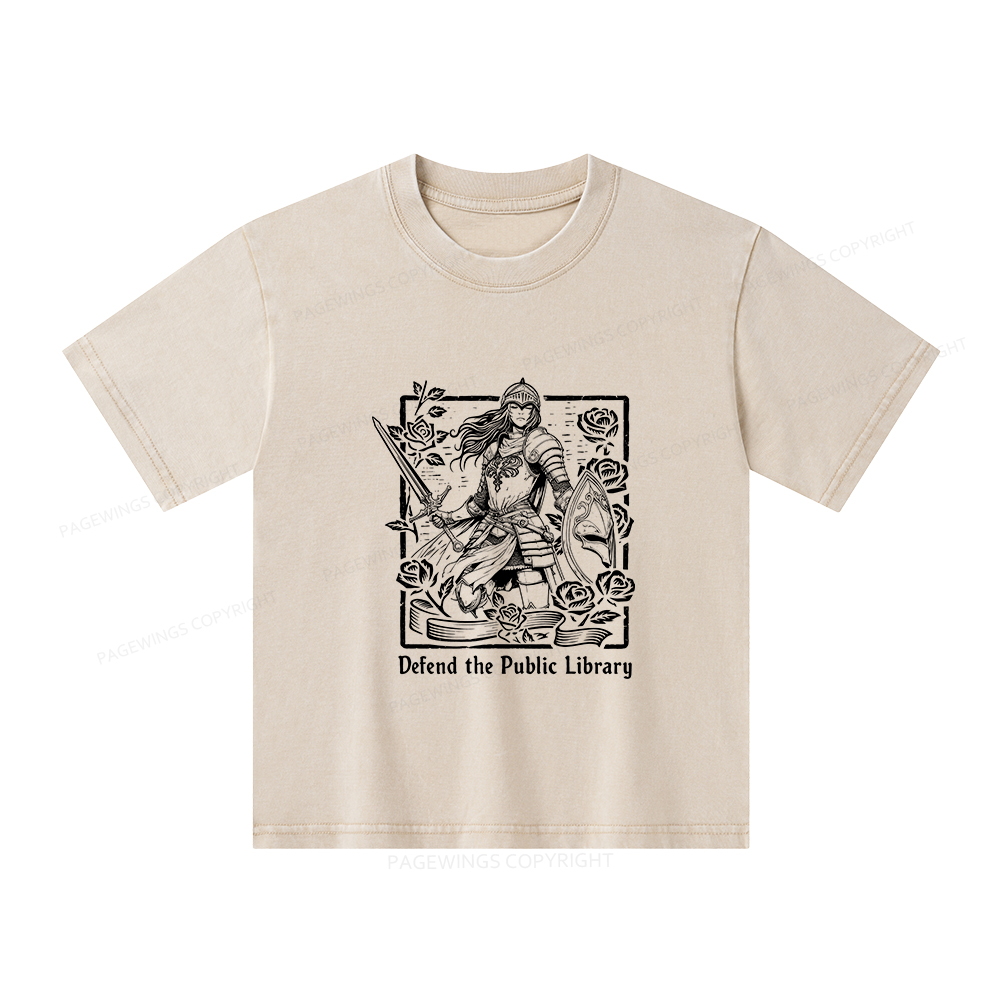 Pagewings Defend The Public Library Unisex Kids Washed T-shirt