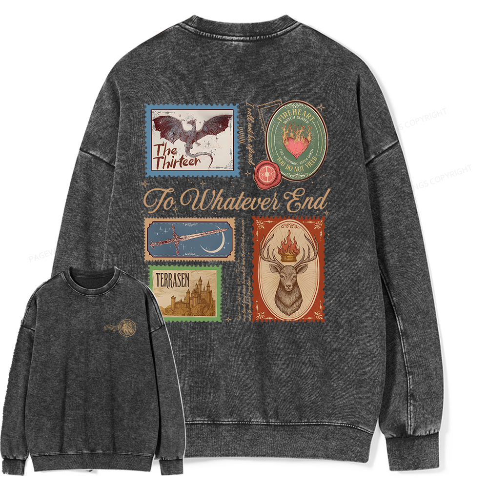 Pagewings To Whatever End Unisex Washed Sweatshirt