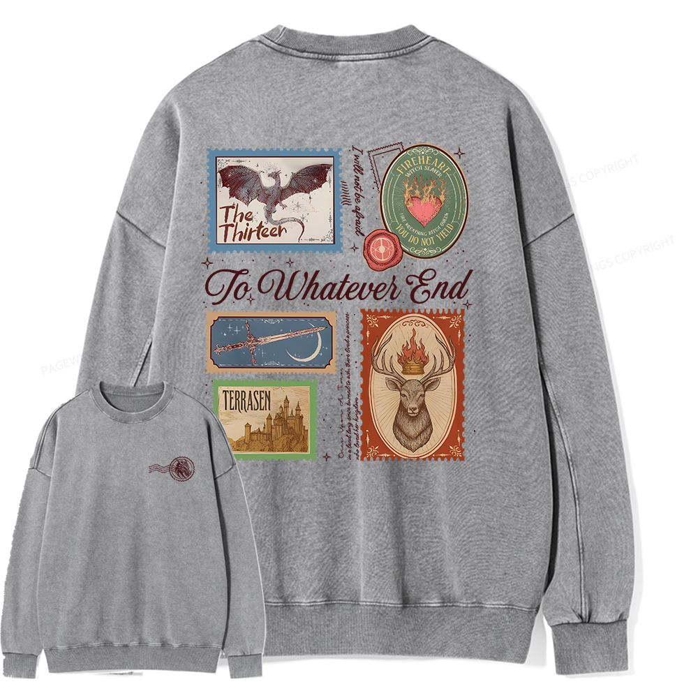 Pagewings To Whatever End Unisex Washed Sweatshirt