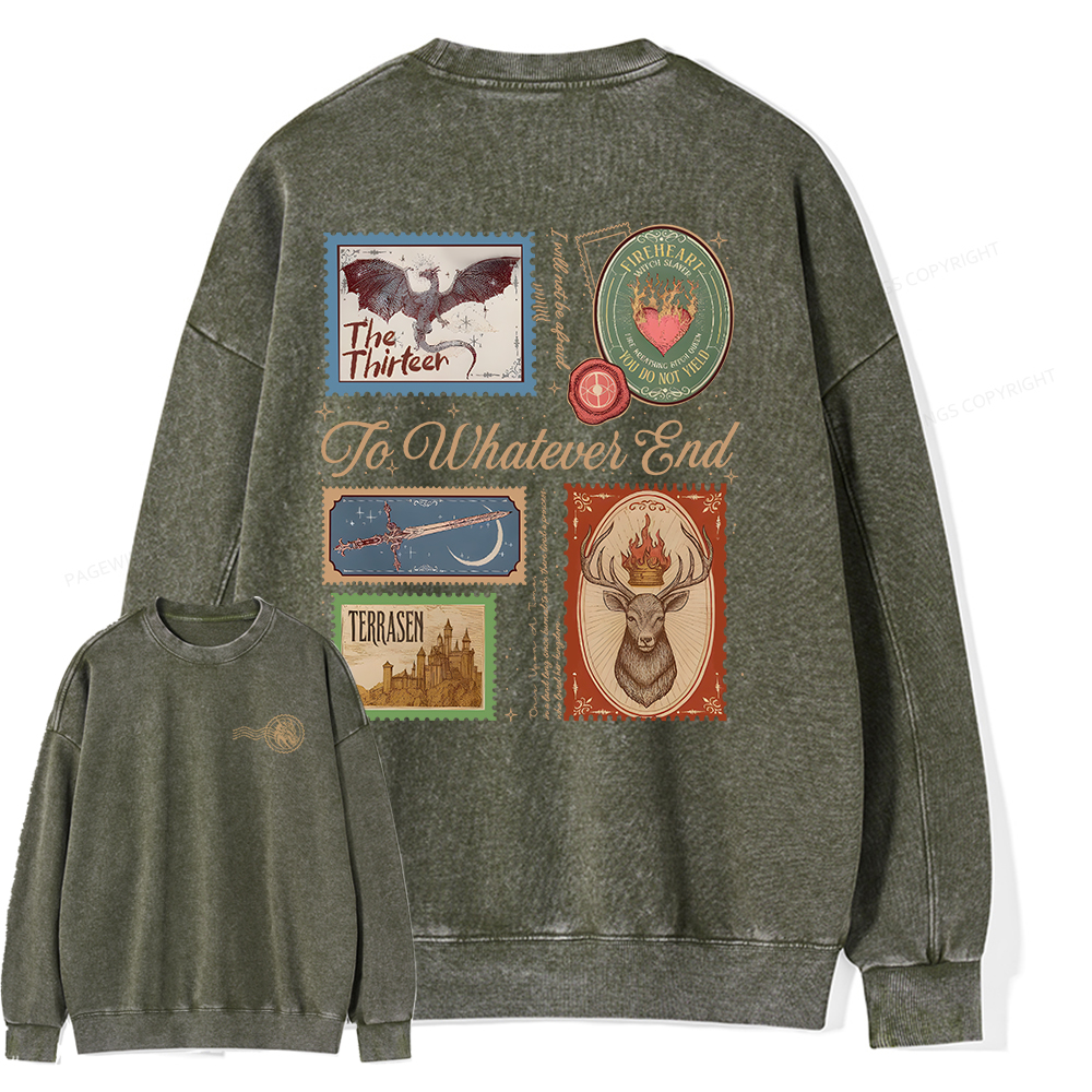 Pagewings To Whatever End Unisex Washed Sweatshirt