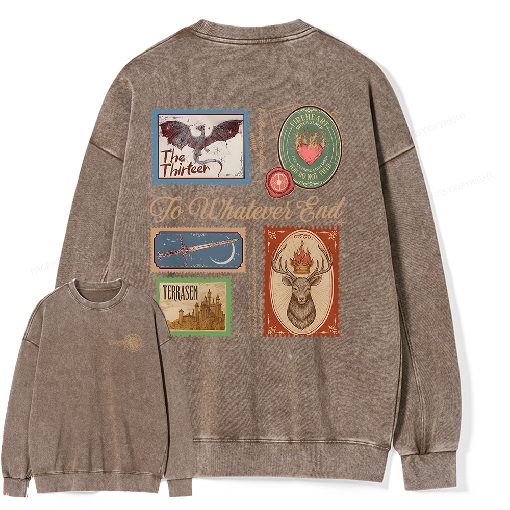 Pagewings To Whatever End Unisex Washed Sweatshirt