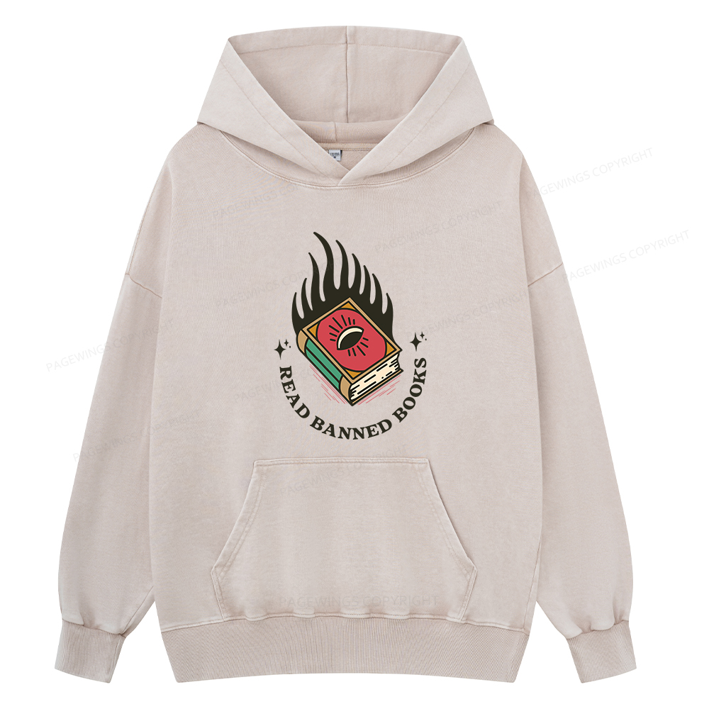 Pagewings Read Banned Books Unisex Washed Hoodie