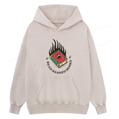 Pagewings Read Banned Books Unisex Washed Hoodie