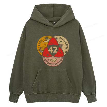 Pagewings 42 The Answer To Life The Universe And Everything Unisex Washed Hoodie