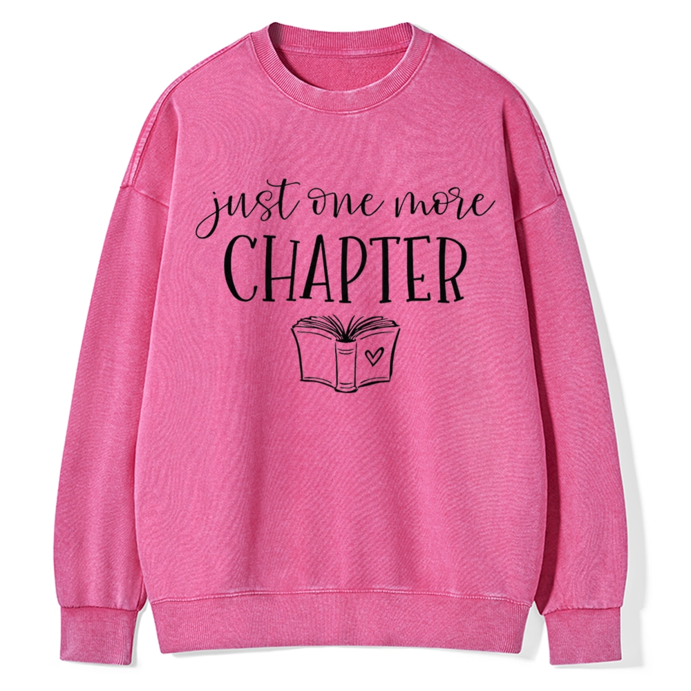 Pagewings Just One More Chapter Reading Book Unisex Washed Sweatshirt