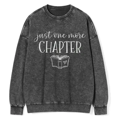 Pagewings Just One More Chapter Reading Book Unisex Washed Sweatshirt