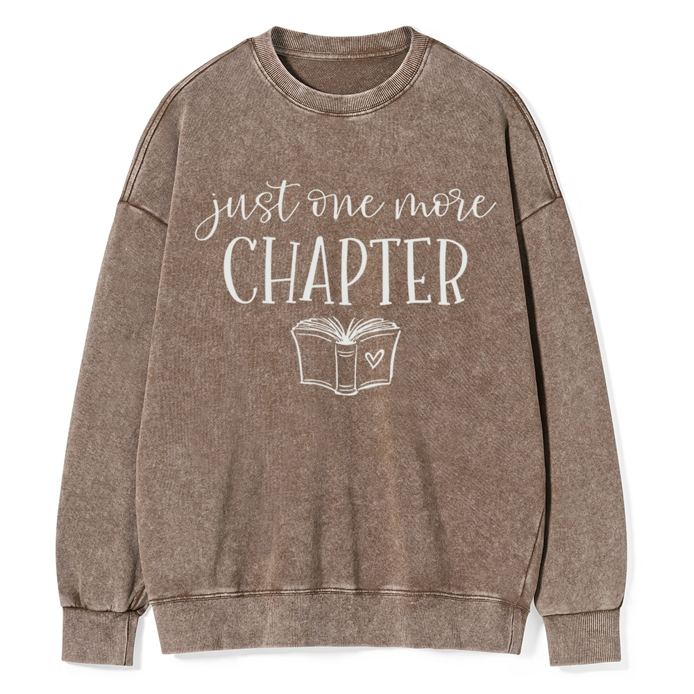 Pagewings Just One More Chapter Reading Book Unisex Washed Sweatshirt