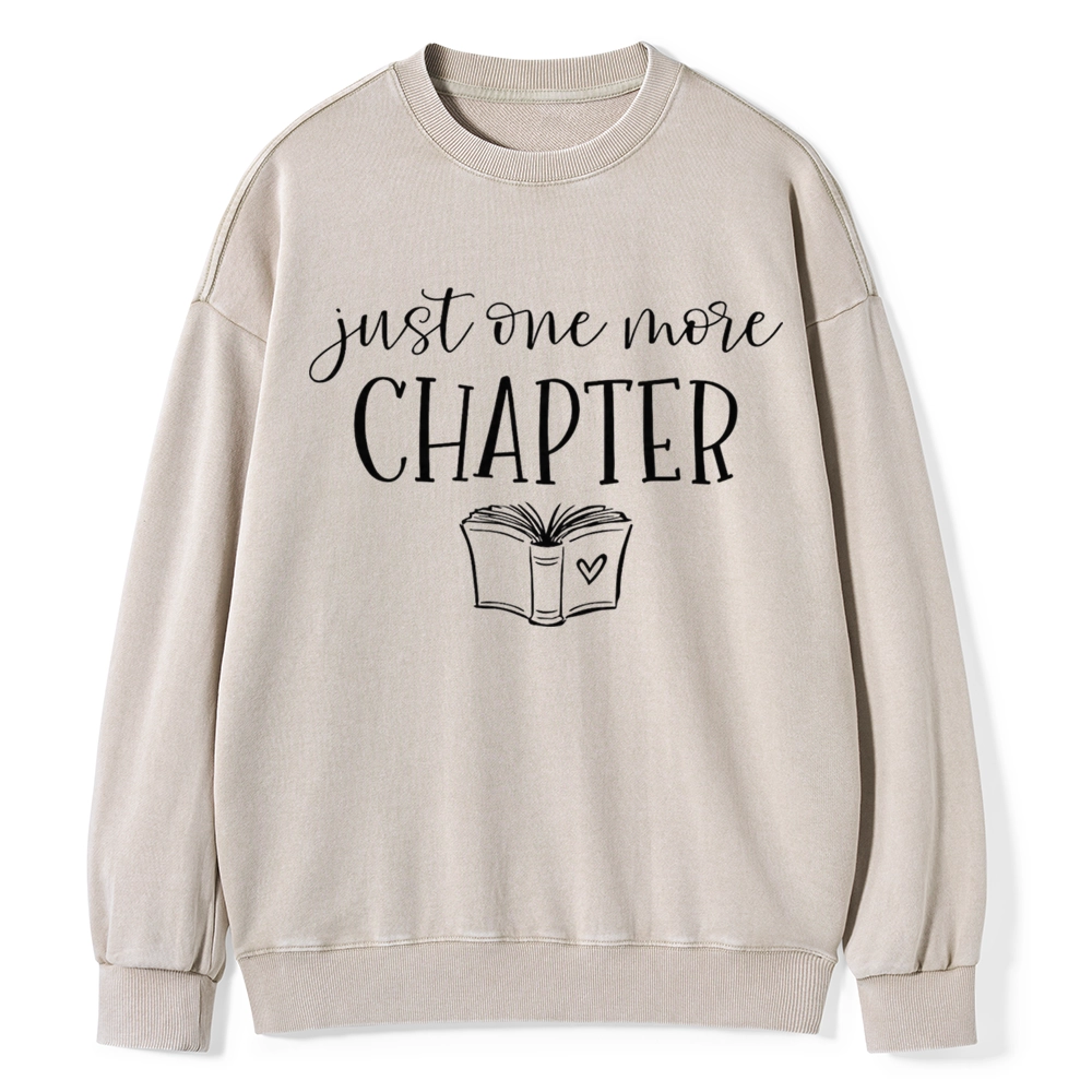 Pagewings Just One More Chapter Reading Book Unisex Washed Sweatshirt