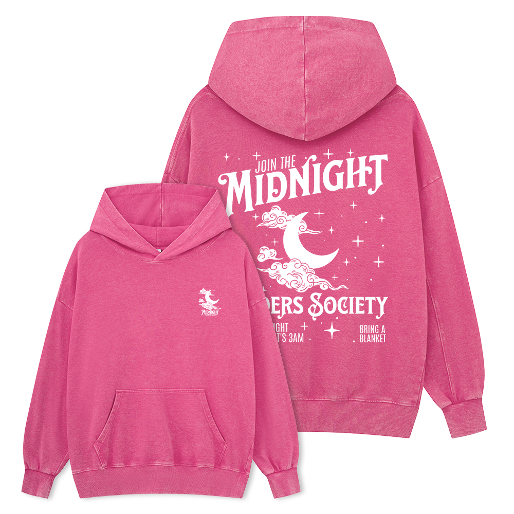 Pagewings Late Night Readers Book Club Unisex Washed Hoodie