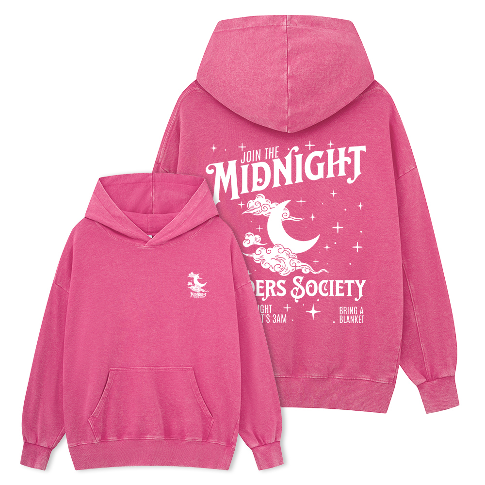 Pagewings Late Night Readers Book Club Unisex Washed Hoodie