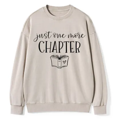 Pagewings Just One More Chapter Reading Book Unisex Washed Sweatshirt