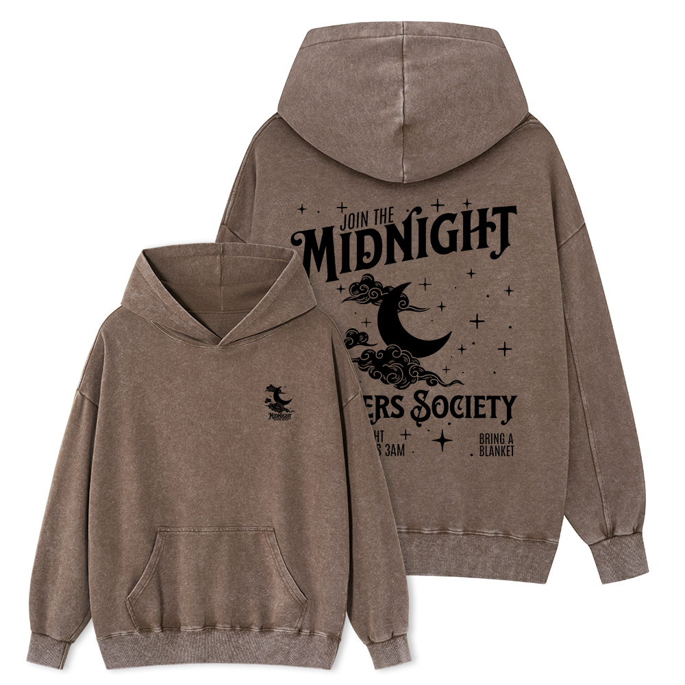 Pagewings Late Night Readers Book Club Unisex Washed Hoodie