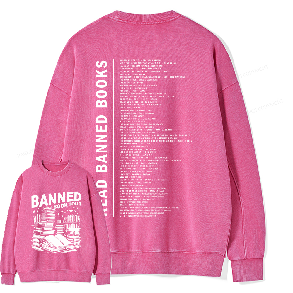 Pagewings Banned Books Tour Unisex Washed Sweatshirt