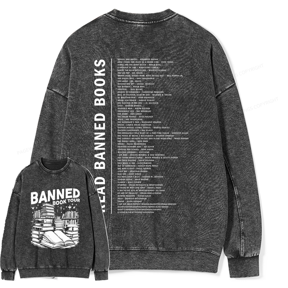 Pagewings Banned Books Tour Unisex Washed Sweatshirt