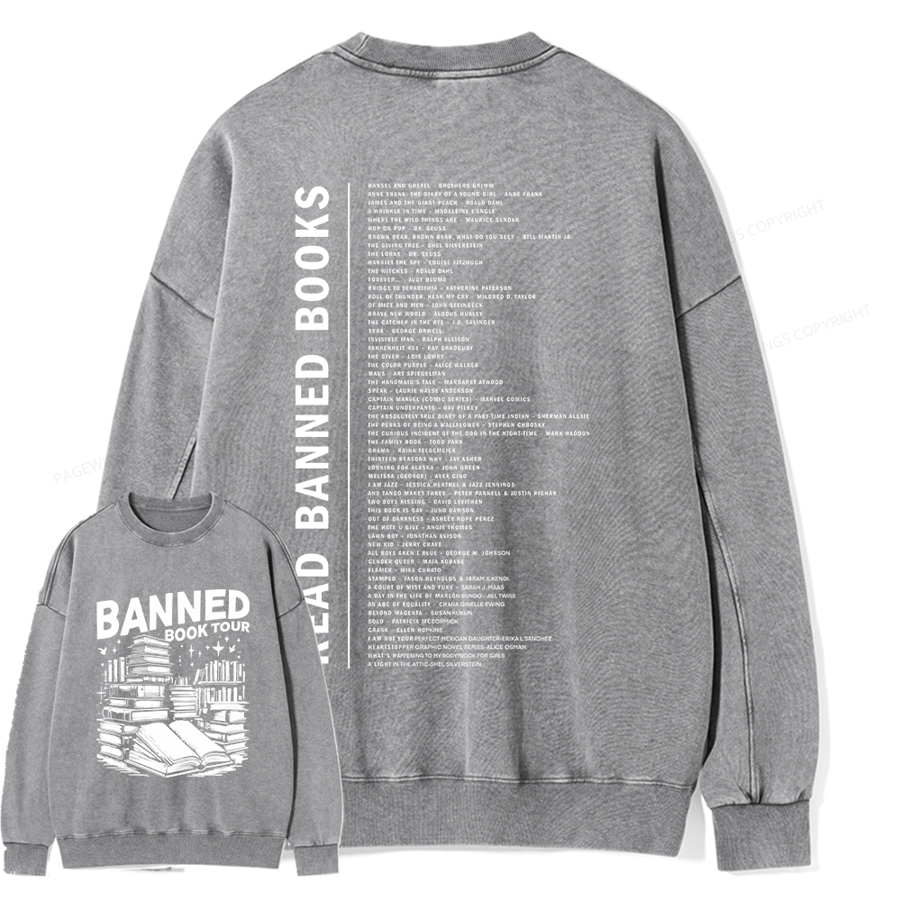 Pagewings Banned Books Tour Unisex Washed Sweatshirt
