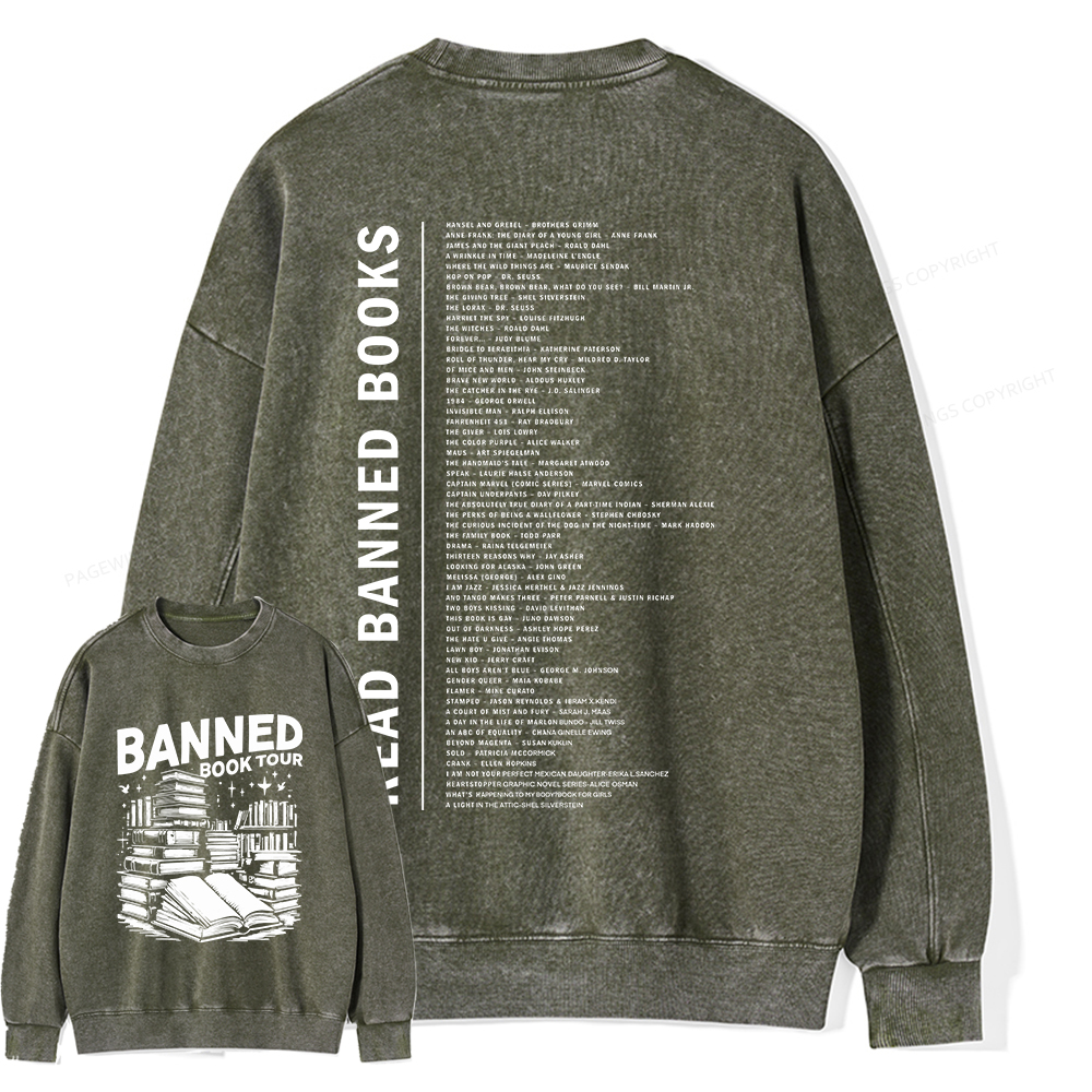 Pagewings Banned Books Tour Unisex Washed Sweatshirt
